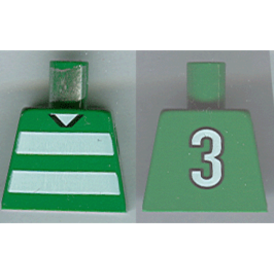 Torso Soccer Horizontal White Stripes and No. 3 Back Pattern