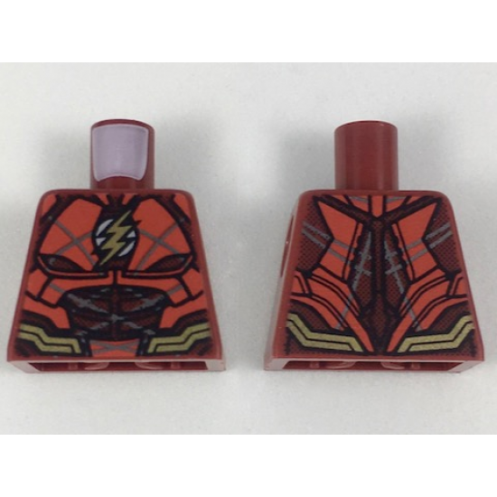 Torso Armor with Red Panels, Gold Belt and Lightning Logo Pattern
