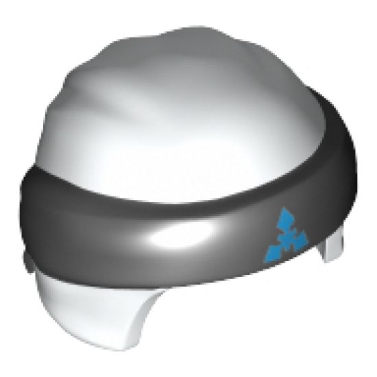 Minifigure, Headgear Ninjago Wrap Type 3 with Black Bandana and Knot and Dark Azure Symbol Pattern