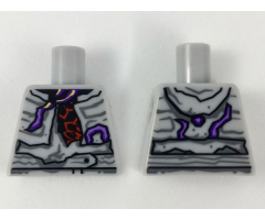 Torso Hoodie Tattered over Black and Red Shirt, Purple Tendrils Pattern