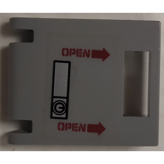 Container Box 2 x 2 x 2 Door with Slot and 'OPEN', Arrows and Lock Pattern Model Left Side (Sticker) - Set 7298