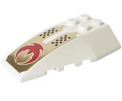 Wedge 6 x 4 Triple Curved with Red Crescent and Black Dots on Gold Pattern (Sticker) - Set 7714