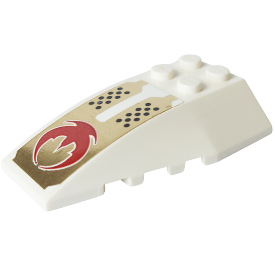 Wedge 6 x 4 Triple Curved with Red Crescent and Black Dots on Gold Pattern (Sticker) - Set 7714