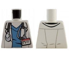 Torso Hospital Lab Coat, Dark Azure Scrubs, ID Badge and Stethoscope Pattern