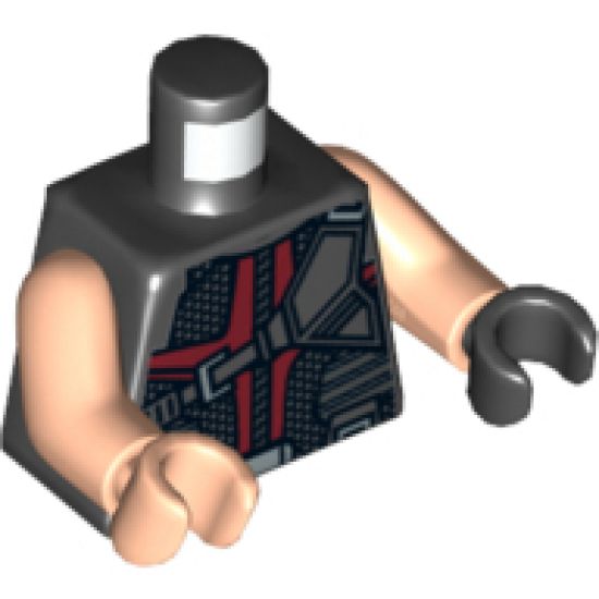 Torso Vest with Dark Red and Black Straps / Quiver Pattern (Hawkeye) / Light Nougat Arms / Light Nougat Hand Right / Black Hand Left