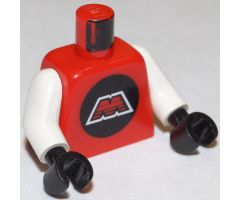 Torso Space Large Black Circle with Red Letter ‘M' with White Border Pattern (M:Tron) / White Arms / Black Hands
