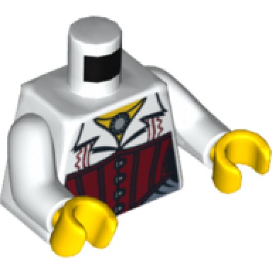 Torso Monster Fighters Female Blouse with Necklace and Red Corset Pattern / White Arms / Yellow Hands