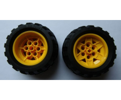 Wheel & Tire Assembly 43.2mm D. x 26mm Technic Racing Small, 6 Pin Holes with Black Tire 68.7 x 34 R (56908 / 61480)