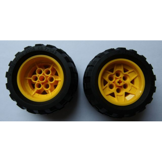 Wheel & Tire Assembly 43.2mm D. x 26mm Technic Racing Small, 6 Pin Holes with Black Tire 68.7 x 34 R (56908 / 61480)