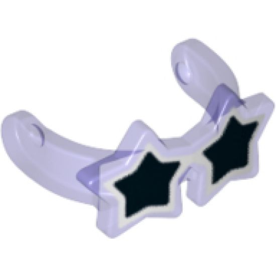 Minifigure, Headgear Accessory Visor Glasses Star Shape with White Outline and Black Center Pattern