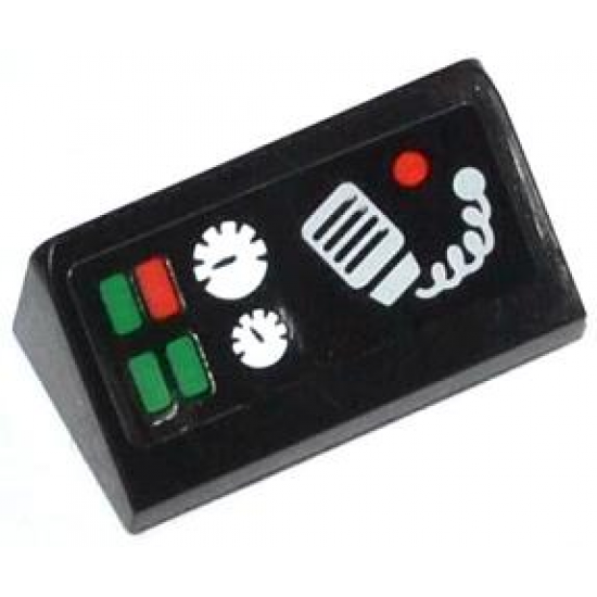 Slope 30 1 x 2 x 2/3 with Green and Red Buttons, 2 Gauges and Radio Pattern (Sticker) - Set 42008