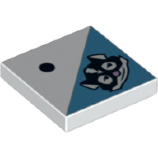 Tile 2 x 2 with 1 Black Dot and Skunk Head Pattern