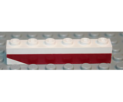 Brick 1 x 6 with Dark Red Bottom Stripe Inverted Slope at Left End Pattern - Set 611-2