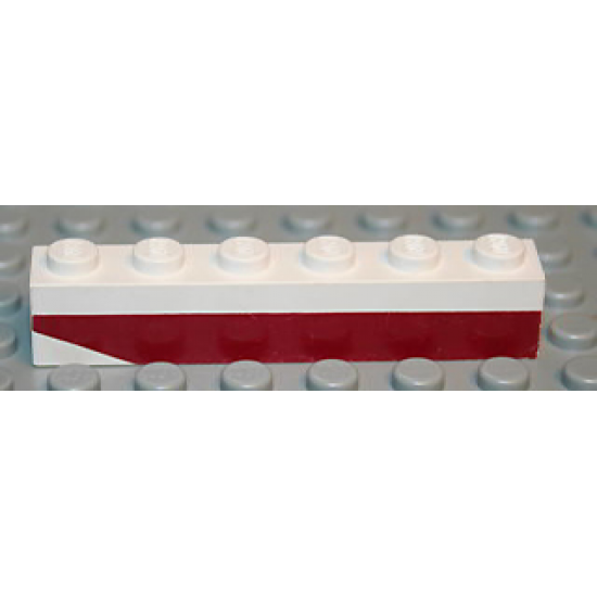 Brick 1 x 6 with Dark Red Bottom Stripe Inverted Slope at Left End Pattern - Set 611-2
