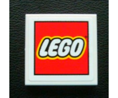 Tile 2 x 2 with LEGO Logo on White Background Pattern (Sticker) - Set 3300003