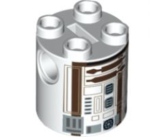 Brick, Round 2 x 2 x 2 Robot Body with Dark Brown and Dark Orange Lines Pattern (R3-M2)