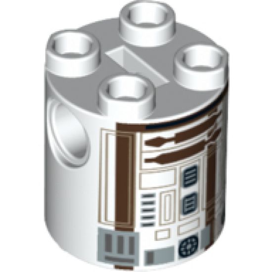 Brick, Round 2 x 2 x 2 Robot Body with Dark Brown and Dark Orange Lines Pattern (R3-M2)