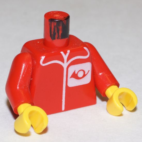 Torso Post Office Worker, Suit and Horn Logo Pattern / Red Arms / Yellow Hands