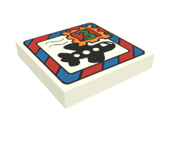 Tile 2 x 2 with Fabuland Mail Envelope, Airplane and '3' Stamp Pattern