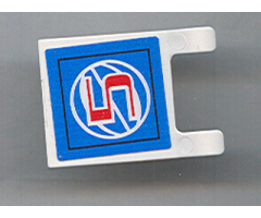 Flag 2 x 2 Square with Red Number 5 on Blue Background with White Basketball Pattern (Sticker) - Set 3432