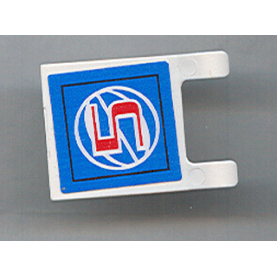 Flag 2 x 2 Square with Red Number 5 on Blue Background with White Basketball Pattern (Sticker) - Set 3432