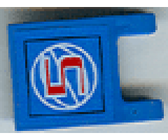 Flag 2 x 2 Square with Red Number 5 on Blue Background with White Basketball Pattern (Sticker) - Set 3432