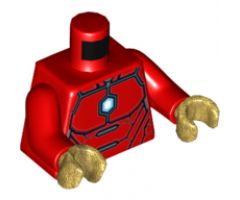 Torso Armor with Silver Plates and Blue and White Hexagon Arc Reactor Pattern / Red Arms / Pearl Gold Hands