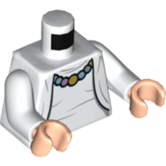 Torso Female Rumpled Top and Jacket with Necklace Pattern / White Arms / Light Nougat Hands
