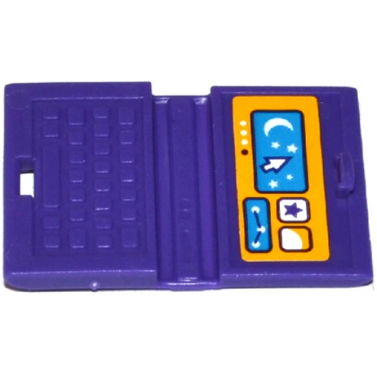 Minifigure, Utensil Computer Laptop with Moon, Stars and Mouse Pointer Pattern (Sticker) - Set 41116