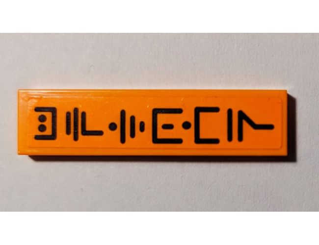 Tile 1 x 4 with Black Ninjago Logogram 'UPTOWN' on Orange Background Pattern (Sticker) - Set 70607