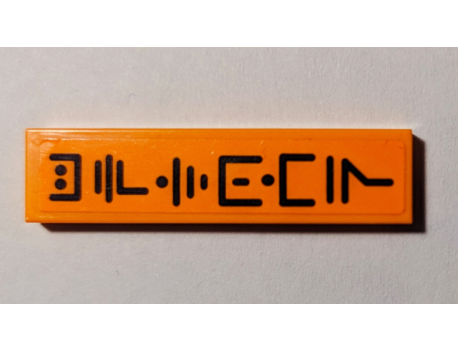 Tile 1 x 4 with Black Ninjago Logogram 'UPTOWN' on Orange Background Pattern (Sticker) - Set 70607