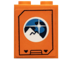 Brick 1 x 2 x 2 with Inside Stud Holder with Arctic Explorer Logo on Orange Background Pattern (Sticker) - Set 60195
