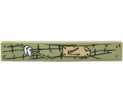 Tile 1 x 6 with Vines, White Teeth and Crocodile Sign Pattern (Sticker) - Set 70227