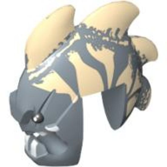 Minifigure, Head, Modified Jawson with Fins and Teeth Pattern
