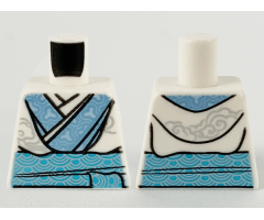 Torso Ninjago Robe with Medium Blue Trim and Medium Azure Sash Pattern
