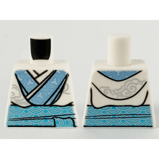 Torso Ninjago Robe with Medium Blue Trim and Medium Azure Sash Pattern