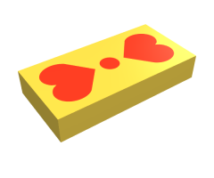 Tile 1 x 2 with Scala Two Red Hearts Pattern - Set 4306