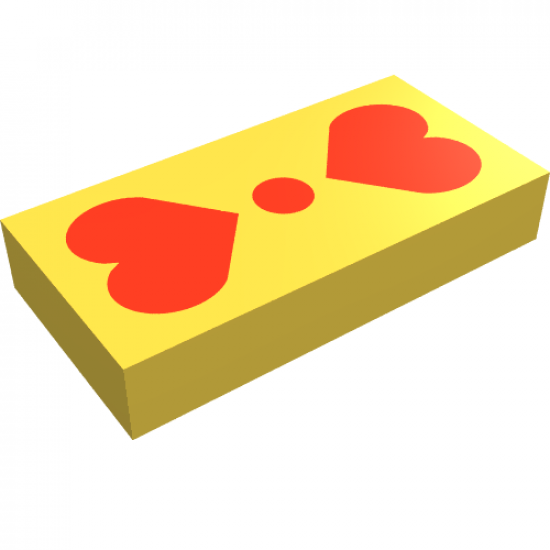 Tile 1 x 2 with Scala Two Red Hearts Pattern - Set 4306
