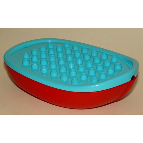 Duplo, Boat Hull 7 x 12 Bottom Section with Medium Azure Duplo Boat Hull 7 x 12 Top Section with 6 x 8 Deck Studs (15576 / 15575)