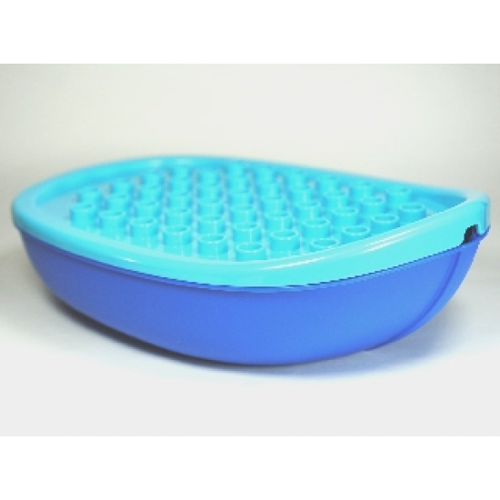 Duplo, Boat Hull 7 x 12 Bottom Section with Medium Azure Duplo Boat Hull 7 x 12 Top Section with 6 x 8 Deck Studs (15576 / 15575)