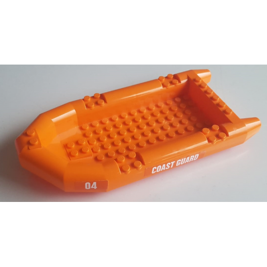 Boat Rubber Raft, Large with White '04' and 'COAST GUARD' Pattern on Both Sides (Stickers) - Set 60165