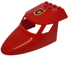 Aircraft Fuselage Curved Forward 6 x 10 with 3 Window Panes with Fire Logo Pattern (Sticker) - Set 7206