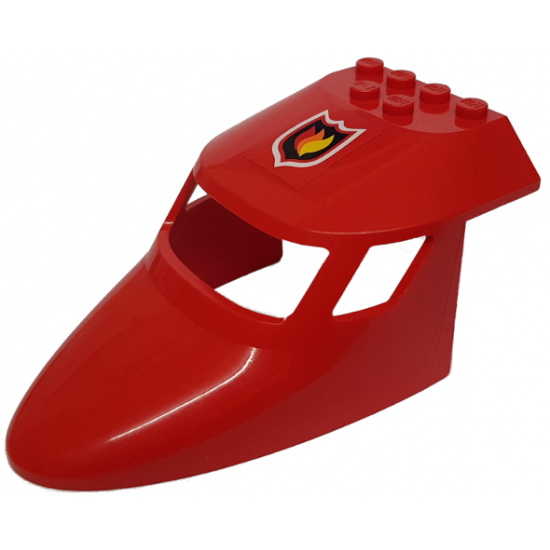 Aircraft Fuselage Curved Forward 6 x 10 with 3 Window Panes with Fire Logo Pattern (Sticker) - Set 7206