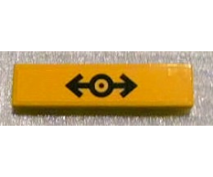 Tile 1 x 4 with Train Logo Black on Yellow Background Pattern (Sticker) - Set 3677