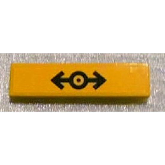 Tile 1 x 4 with Train Logo Black on Yellow Background Pattern (Sticker) - Set 3677