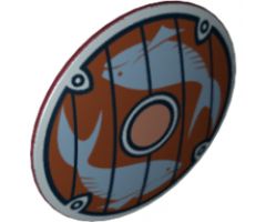 Minifigure, Shield Round with Rounded Front with Fish Pattern