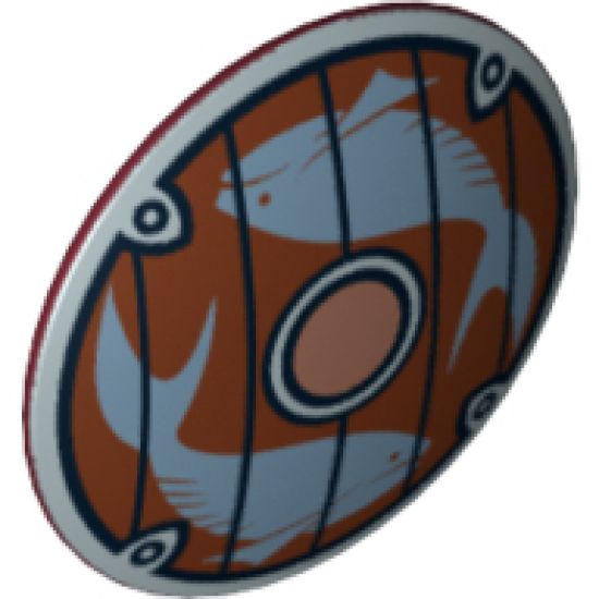 Minifigure, Shield Round with Rounded Front with Fish Pattern