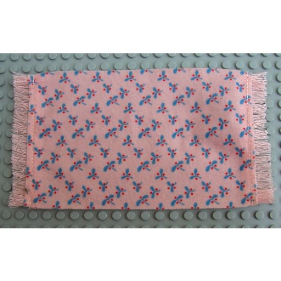 Scala Cloth Rug with Blue Leaves and Red Berries Pattern
