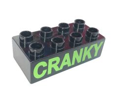 Duplo, Brick 2 x 4 with 'CRANKY' Text Pattern
