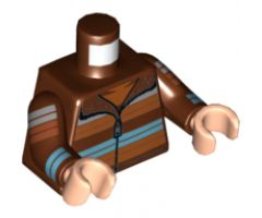Torso Jacket with Zipper and Multicolor Stripes Pattern / Reddish Brown Arms with Light Bluish Gray, Orange and Medium Azure Stripes Pattern / Light Nougat Hands